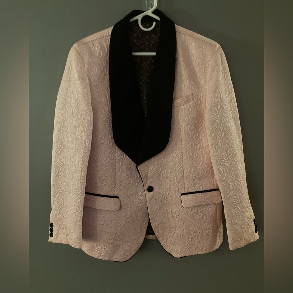 Worn Once! Like New! YFFUSHI Light Pink Brocade Blazer
